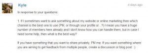 Wealthy Affiliate, Kyle answering my questions