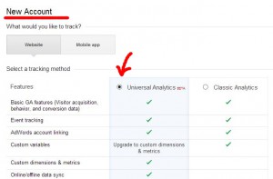 Google analytics new account: Select Universal Analytics