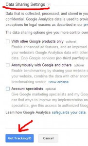 Here you get Google Analytics tracking id