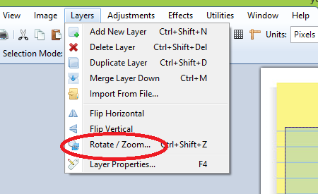 Paintnet Rotate Layer tool