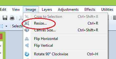 Paintnet Resize an image