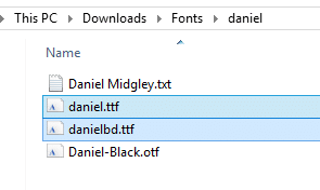 Folder with font files