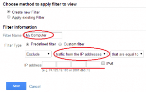 Google Analytics New Filter set up