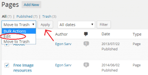 Post to page, wordpress bulk actions