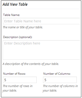 How to add a table in wordpress