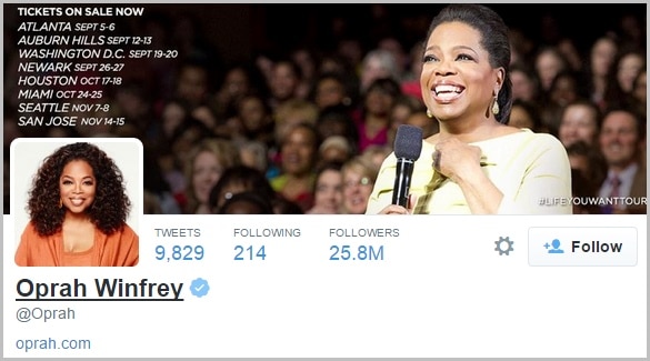 Oprah Winfrey twitter bio