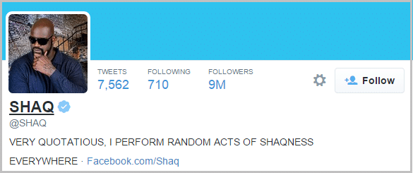 Shaq O'Neal Twiter Profile