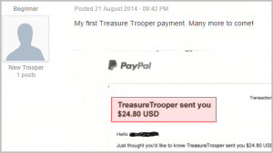 He earned $24.80 within Treasuretrooper.com