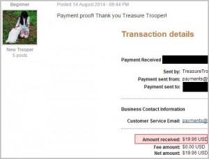 He earned $19.69 within Treasuretrooper.com