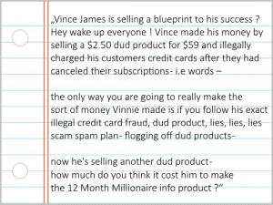 Why you should avoid Vincent James' info product