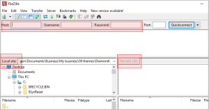 FileZilla dashboard