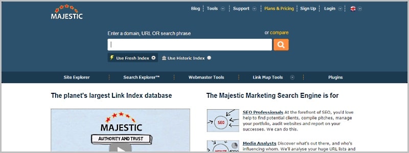 Majestic has backlink tools for SEO and Internet Marketing