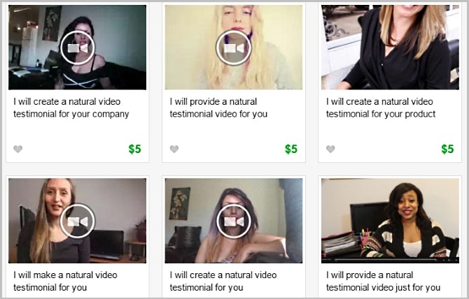  buys you whatever video testimonial from Fiverr