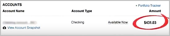 Account balance of novice marketer