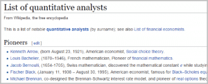 example of list of quantitative analysts