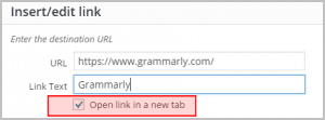 Grammarly changes the option - Open link in a new tab