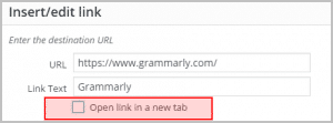 Grammarly changes the option - Open link in a new tab