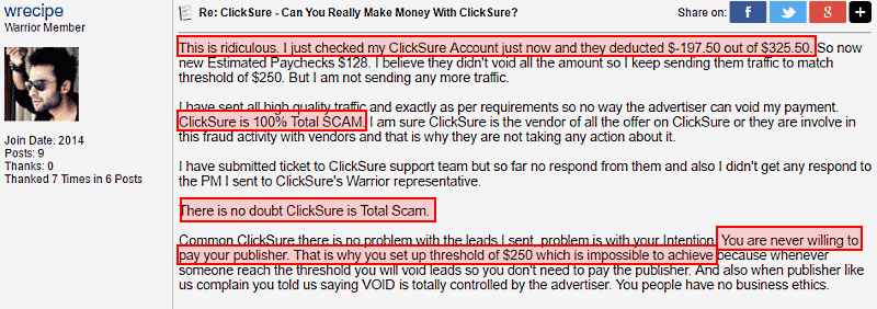 Clicksure complaint - Clicsure deducts
