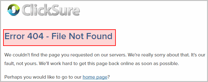 Clicksure promise gives an error