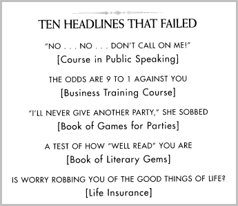 common headline mistakes - Headlines that failed, John Caples