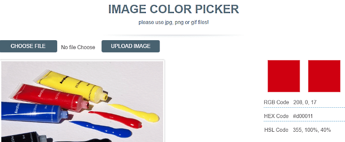 get colors from image with image color picker