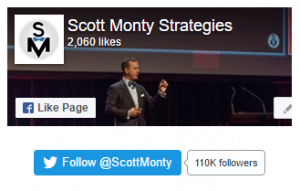 Scott Monty uses only Twitter follow me button
