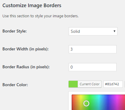 image border customizing options
