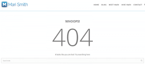 404 error page examples, Mari Smith blog