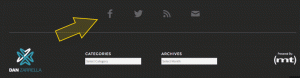 Website footer has an upper layer for social icons