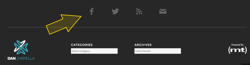 Website footer has an upper layer for social icons