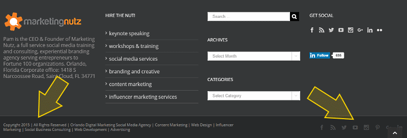 Pam Moore Marketingnuts blog's Footer text area