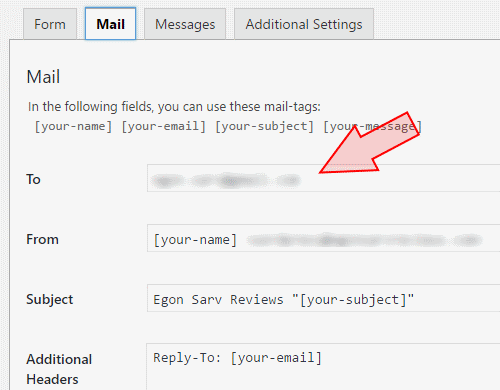 The mail tab of contact form 7 is pre filled for you