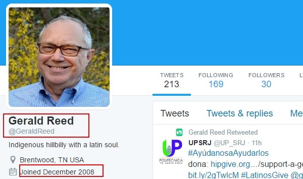 Gerald Reed Twitter scam Centument