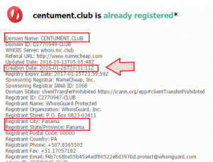 When was Centument domain registered