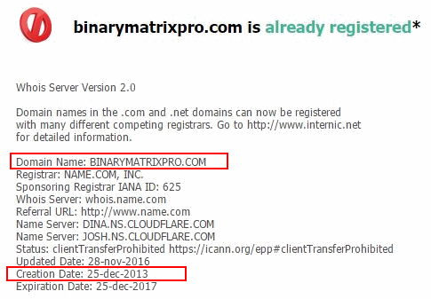 Binary matrix pro Whois record