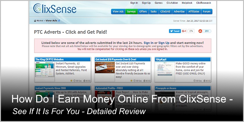 The ClixSense Review – How Do I Earn Money Online From ClixSense
