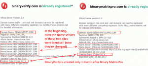 binaryverify is created only 1 month after binary matrix pro site