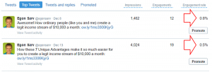 Tweet activity comparison of two tweets