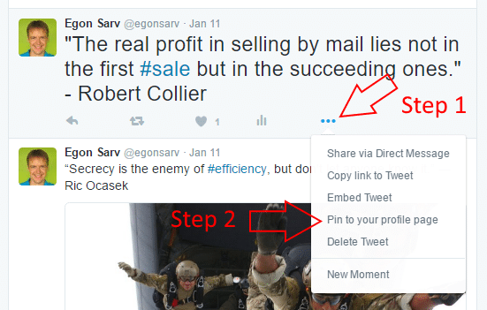 how to pin a tweet to your Twitter profile page