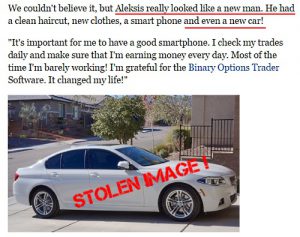 The car in the Aleksis Liepa story is a stolen image from the internet