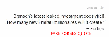 This fake Forbes article targets Emirati people