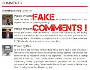 The same comments under same or different names appear in many scam sites
