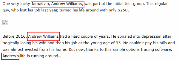 Fake Andrew Williams story is exactly the same as fake Aleksis Liepa's one