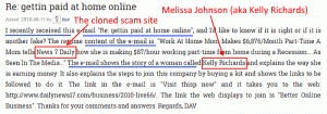The authors of Melissa Johnson work home scam use email spamming too