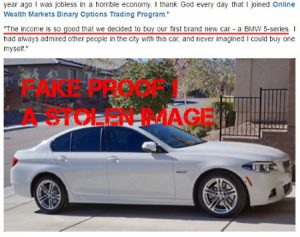 Both fake Lisa White from Cambridge and fake Melissa Johnson use the same stolen image of BMW 5 series