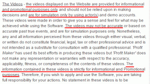 Profit Maker Site Agreement says - actors have been used