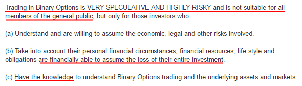 Binary Options are very spekulative and highly risky