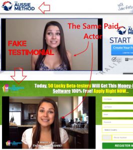 The same paid actor gives fake testimonials for different scams