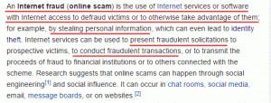 what is online scam definition