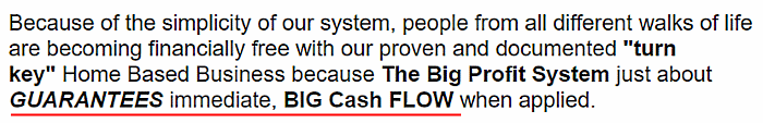 Is the Big Profit System a scam - guaranteed cash flow